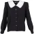 Alessandra Rich blouse met contrasterende kraag in zwarte zijde