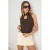 TRENDYOLMİLLA Dames Bruin Effen Mouwloos Getailleerd Blouses