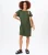 Kaki jurk met halflange mouwen en oversized zakken