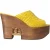 Dolce & Gabbana Gele Leren Houten Muilezels Wedge Sandalen Schoenen