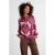 Ruby blouse met bladprint bordeauxrood