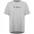 Gebroken witte gezichten over logo over skate-fit grijs T-shirt