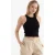 Halternek Geribbelde Mouwloze Blouse