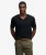 Klassiek Katoen Linnen V-hals T-shirt Black