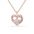 Dames Dubbele Hart Ketting in Roze Goud met Cubic Zirconia “Ik Hou Van Jou” Sterling Zilver 925 BICLL034