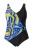Ulla Popken Badpak ‘Alina’  blauw / marine / geel / curry