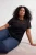 Trendyol Curve Dames Zwart Effen Kort Getailleerd Grote maten Blouses
