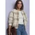 Blouson van imitatiebont met gebreide details en print