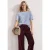 Street One Dames Shirt met gebreide look en ronde hals in Blauw