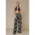 Geprinte Wijde Pantalon met Touwtjes