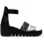 Fly London Dames BONO290FLY Zilver Zwart Idra Leren Sandalen Espadrille Wedges