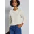 Street One Dames Shirt van fijn ribfluweel met tekst in Beige