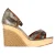 Lanvin Slangengepatenteerde Espadrille Slingback Wedge Sandalen in Zilveren Leer