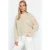TRENDYOLMİLLA Dames Grijs Slogan Lang Regular fit Sweatshirts