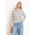 TRENDYOLMİLLA Dames Ecru Gestreept Lang Boxy T-shirts