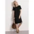 Street One Dames Knielange jersey jurk met ronde hals in Zwart