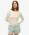 Superdry Vrouwen Essentials Kabeltrui met Dunne Kabels Crème