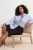 Trendyol Curve Dames Blauw Gestreept Lang Oversized Grote maten Overhemden