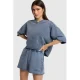 Alix the Label katoenen cropped trui met tekst – donkerblauw