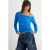 TRENDYOLMİLLA Dames Donkerblauw Effen Lang, Regular fit T-shirts