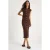 Slim Fit Midi-jurk met Tippet Kraag en Knopenclosing