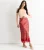 Rood Bloemige Kanten Rand Midi Rok