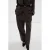 Mango straight regular waist pantalon met krijtstreep donkerbruin