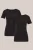 WE Fashion – Dames T-shirt van katoenmix, 2-pack – Zwart – Katoen –