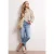 Street One Dames Blouse met gespleten hals van linnenmix in Beige