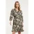 Smashed Lemon Zwart-beige bladerenprint jurk met ceintuur |