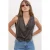 Faux leren V-hals knooploze cropped vest