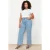 Trendyol Curve Dames Blauw Effen Wijde pijp Hoge taille Grote maten Jeans