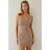 Textured vierkante kraag bodycon mini-jurk