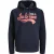 JACK & JONES Logo sweat hood regular fit – heren hoodie katoenmengsel met capuchon – blauw