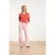 Smashed Lemon Top met abstracte streep print in rood met roze |