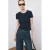 Mango T-shirt marineblauw rib gebreid