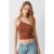 MANGO TEEN cropped top met smockwerk en print – donkeroranje