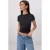 TRENDYOLMİLLA Dames Zwart Effen Kort Getailleerd T-shirts