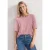 Street One Dames Basic Shirt met ronde hals in Unifarbe in Roze
