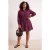 Trendyol Curve Dames Bordeaux Effen Kort / Mini Lang Casual Blousejurk Grote maten Jurk