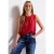 Street One Dames Jersey top met rimpels in Rood