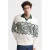 Redefined Rebel katoenen relaxed fit gebreide kersttrui met kabels en print – ecru