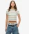 Kort Vintage T-shirt met Strepen Rood