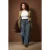 Trendyol Curve Dames Blauw Effen Wijde pijp Hoge taille Grote maten Jeans