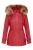 Dames rode warme leren parka met capuchon – Northwich