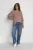 Blouse met lange mouwen Regular fit Dusty red / chalk leaf