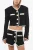 Tweed cropped blazer met contrasterende details in zwart en wit
