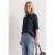 Street One Dames Mousselineblouse met bowlingkraag in Blauw