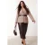 Trendyol Curve Dames Beige Gestreept Lang, Regular fit Grote maten Blazers