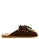 Manfield suède clogs met franjes – donkerbruin